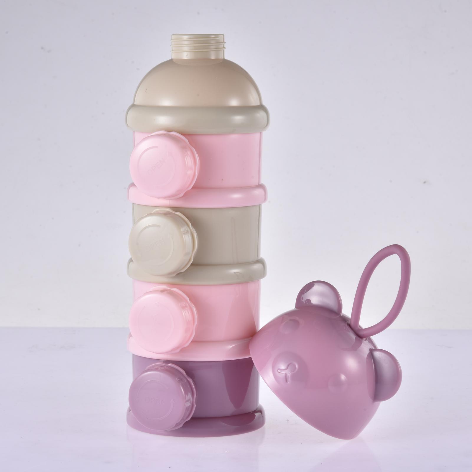 Baby Food Dispenser - Formulecontainer 4-raster Draagbare melkpoederdooscontainer Waggel Babysnacks