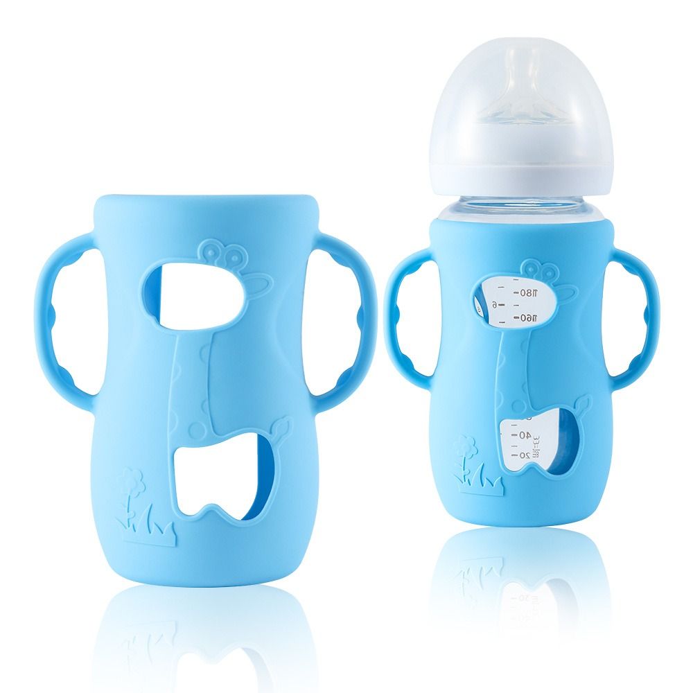 Baby Food Glass - Universele babyfleshoes Anti-breuk met handgrepen Babyfleshouder