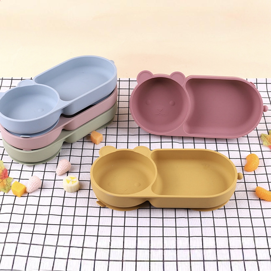 Baby Food Grater - Baby Siliconen Zuignap Kom Schattige Beer