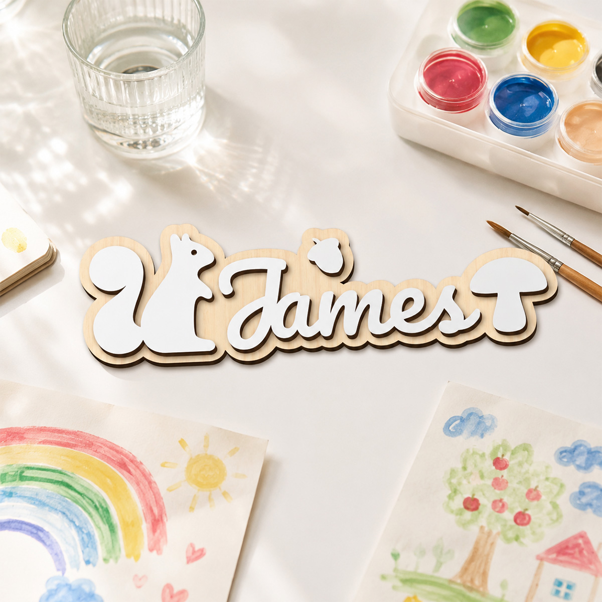 Baby Food Brand - 1 stuk gepersonaliseerd houten merklabel met