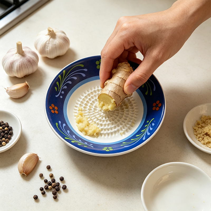 Baby Food Grater - Keramische gemberrasp multifunctionele handmatige knoflookpers draagbare