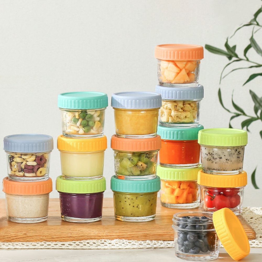Baby Food Glass - 6 stuks glazen babyvoedingpot herbruikbaar met