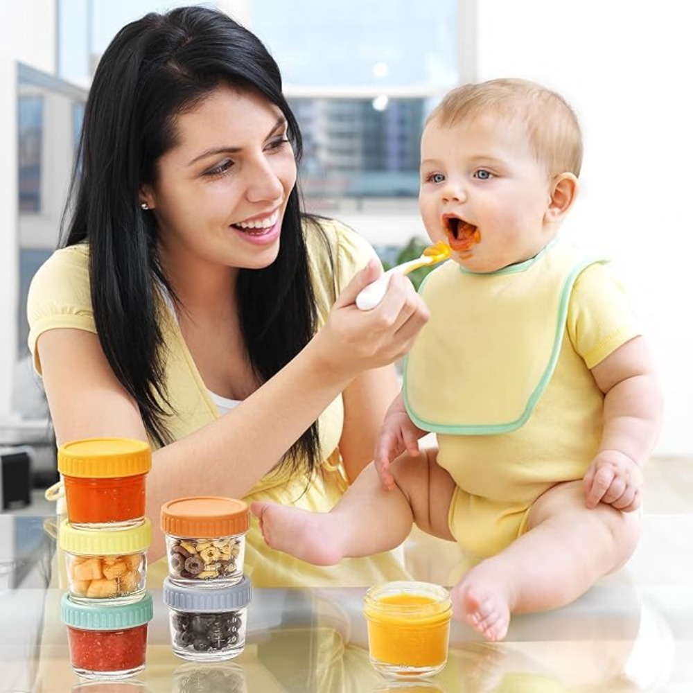 Baby Food Glass - 6 stuks glazen babyvoedingspotjes, herbruikbaar met