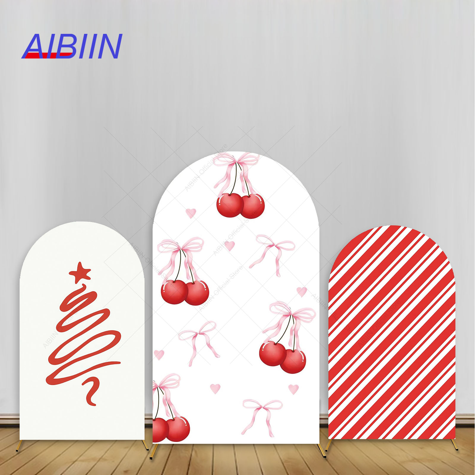 Baby Xmas Food - Cherry Bow Merry Christmas Arch Achtergrond