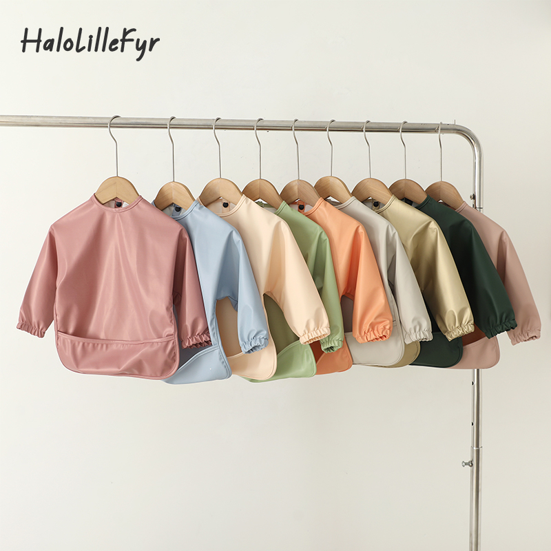 Bib Long Sleeve - Slabbers Spuugdoekje Effen Kleur Kunst Kiel