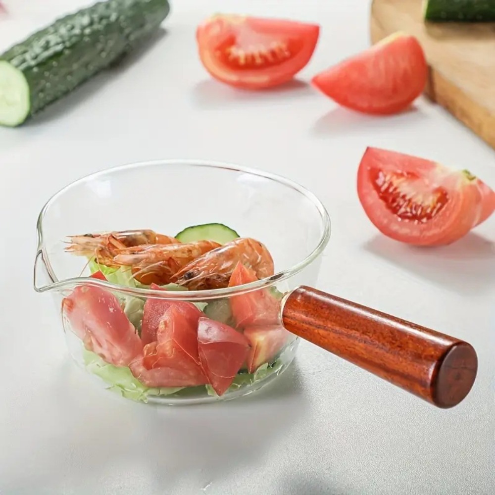 Baby Food Glass - Mode glazen melkpot met houten handvat,