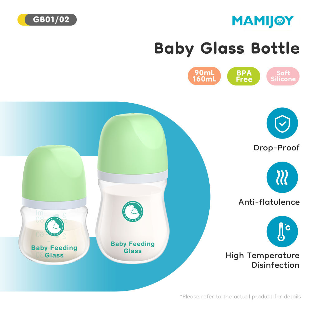Baby Food Glass - MAMIJOY 1 STKS Zuigelingenvoedingsflessen 90ML/160ML Babyfles