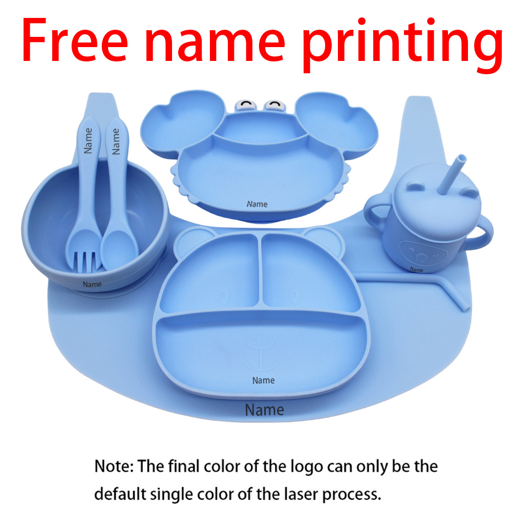 Baby Food Grater - Gratis naam afdrukken Kinderservies: bord, vork,