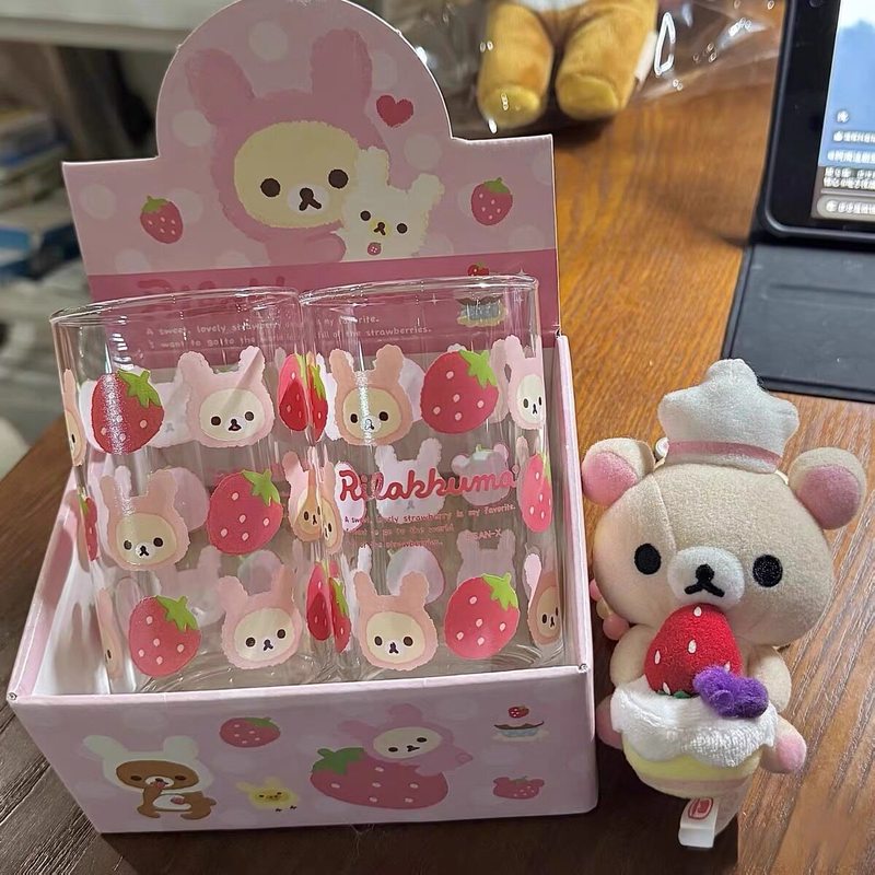 Baby Food Glass - Rilakkuma glazen beker, schattig cartoon aardbei,