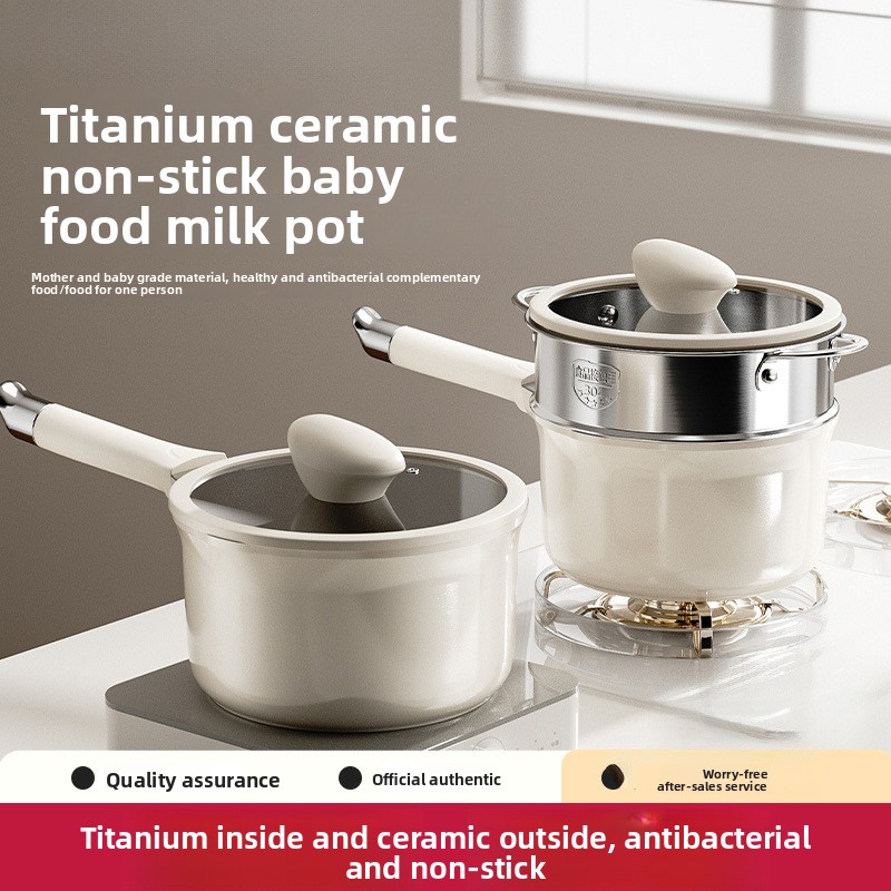 Baby Food Instant - Titanium keramische kleine melkpan, huishoudelijke antiaanbakpan,